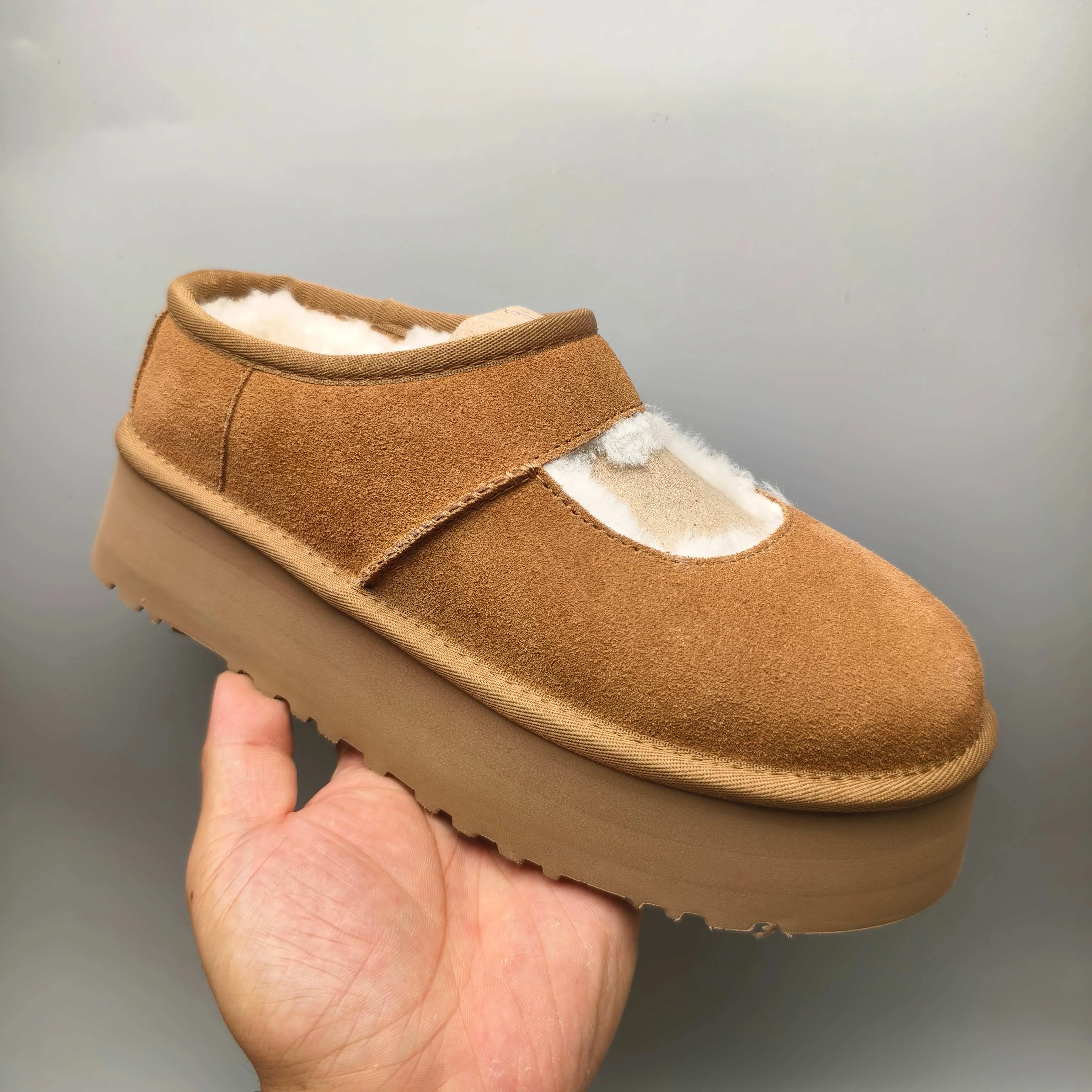 💰480 UGG sheepskin all-in-one snow boots 7612 Mary Jane thick-soled fashion women's shoes Color: Maroon Sand Matching size: 35-40